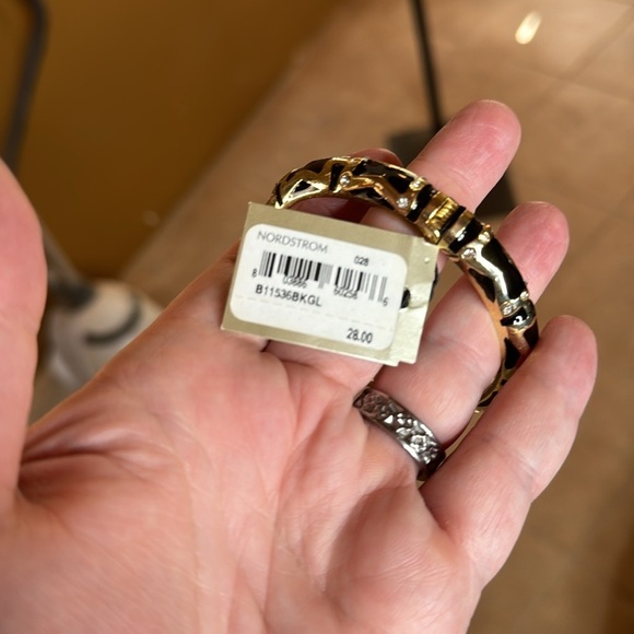 NWT Sequin Bangle Hinge Bracelet Gold Black by Nordstrom - Picture 7 of 7